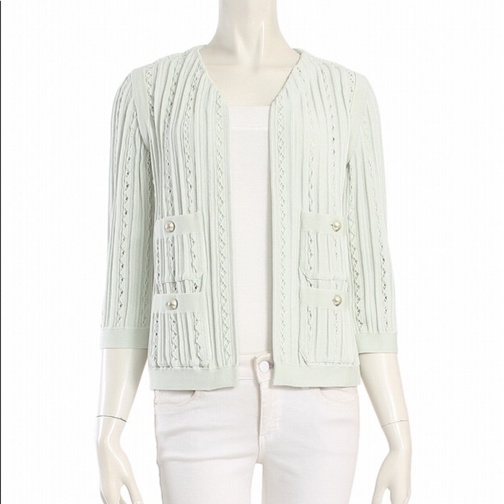 CHANEL Mint Cotton Knitted Cardigan IT 42